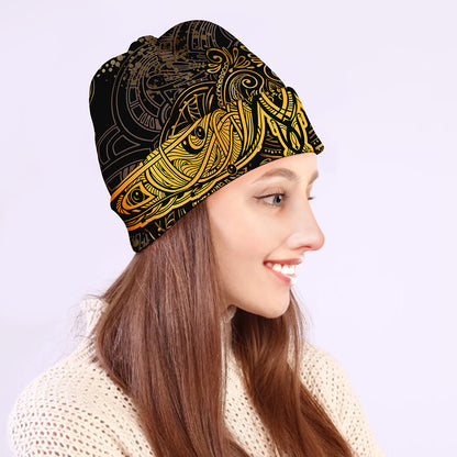 Gold Boho Dragonfly Print Beanie