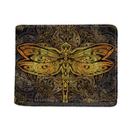 Gold Boho Dragonfly Print Bifold Wallet