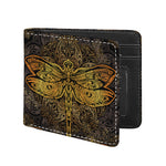 Gold Boho Dragonfly Print Bifold Wallet