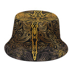 Gold Boho Dragonfly Print Bucket Hat