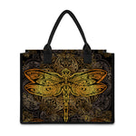 Gold Boho Dragonfly Print Canvas Tote Bag
