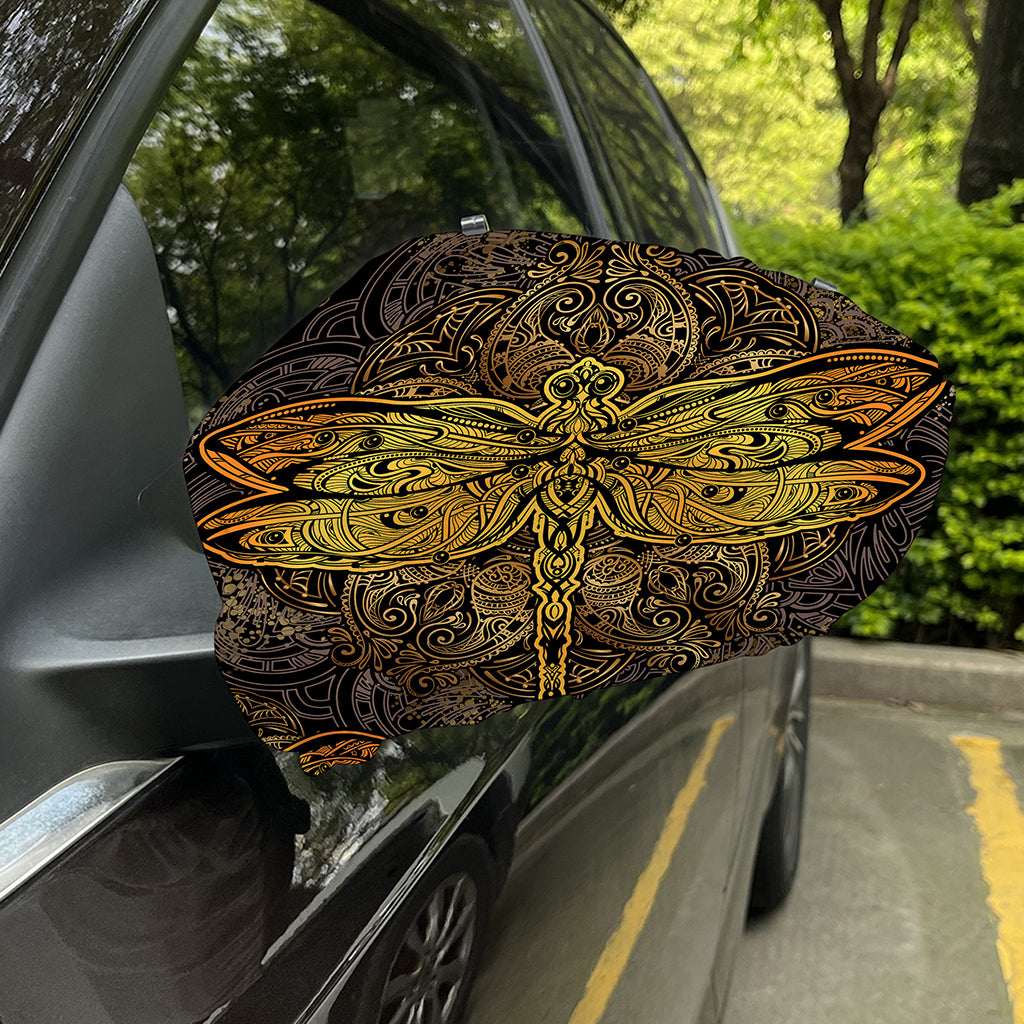 Gold Boho Dragonfly Print Car Side Mirror Covers