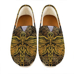 Gold Boho Dragonfly Print Casual Shoes