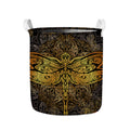 Gold Boho Dragonfly Print Collapsible Laundry Basket