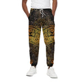 Gold Boho Dragonfly Print Cotton Sweatpants