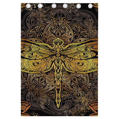 Gold Boho Dragonfly Print Curtain