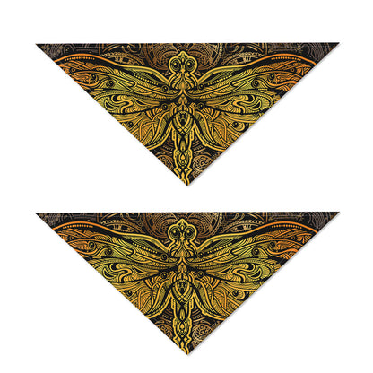 Gold Boho Dragonfly Print Dog Bandana