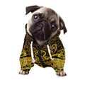Gold Boho Dragonfly Print Dog Zip Up Hoodie