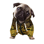 Gold Boho Dragonfly Print Dog Zip Up Hoodie