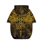 Gold Boho Dragonfly Print Dog Zip Up Hoodie