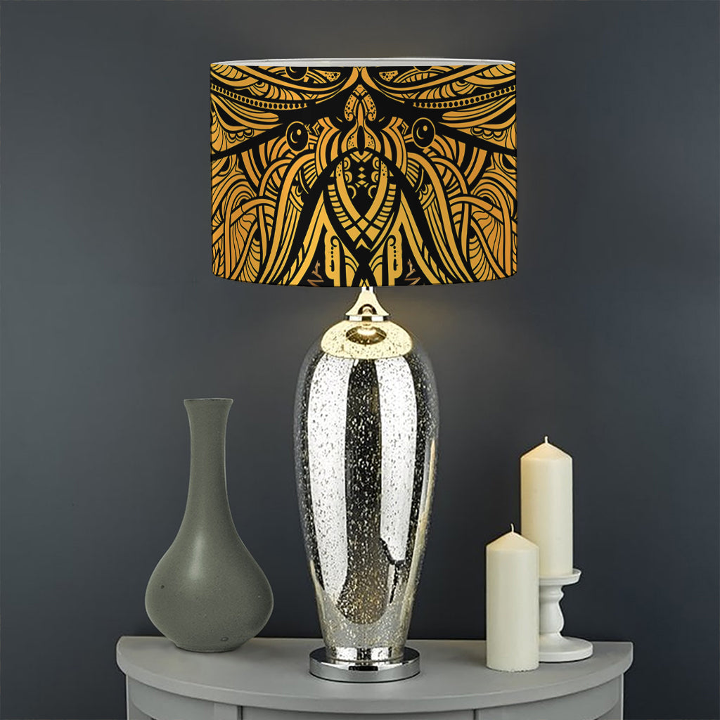 Gold Boho Dragonfly Print Drum Lamp Shade