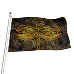 Gold Boho Dragonfly Print Flag
