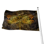 Gold Boho Dragonfly Print Flag