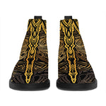 Gold Boho Dragonfly Print Flat Ankle Boots