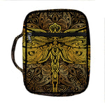 Gold Boho Dragonfly Print Front Pocket Bible Bag