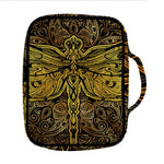 Gold Boho Dragonfly Print Front Pocket Bible Bag