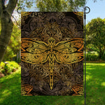 Gold Boho Dragonfly Print Garden Flag