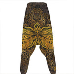 Gold Boho Dragonfly Print Hammer Pants