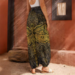 Gold Boho Dragonfly Print Harem Pants