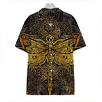 Gold Boho Dragonfly Print Hawaiian Shirt