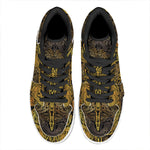 Gold Boho Dragonfly Print High Top Leather Sneakers