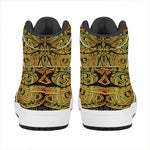 Gold Boho Dragonfly Print High Top Leather Sneakers