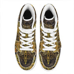 Gold Boho Dragonfly Print High Top Leather Sneakers