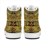 Gold Boho Dragonfly Print High Top Leather Sneakers