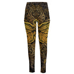 Gold Boho Dragonfly Print High-Waisted Pocket Leggings