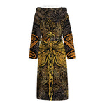 Gold Boho Dragonfly Print Hooded Bathrobe
