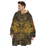 Gold Boho Dragonfly Print Hoodie Blanket