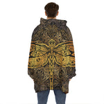 Gold Boho Dragonfly Print Hoodie Blanket