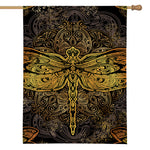 Gold Boho Dragonfly Print House Flag