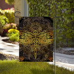Gold Boho Dragonfly Print House Flag