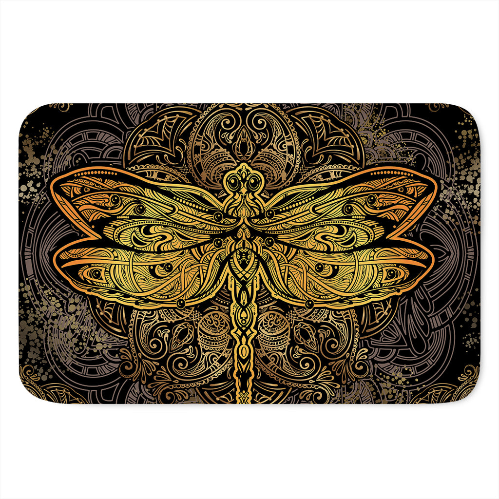 Gold Boho Dragonfly Print Indoor Door Mat