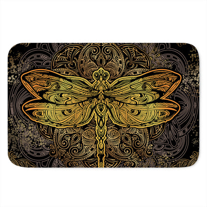 Gold Boho Dragonfly Print Indoor Door Mat