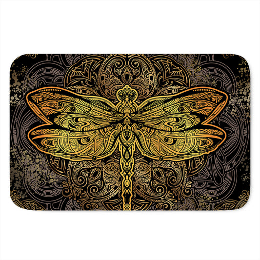 Gold Boho Dragonfly Print Indoor Door Mat