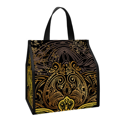 Gold Boho Dragonfly Print Insulated Lunch Tote