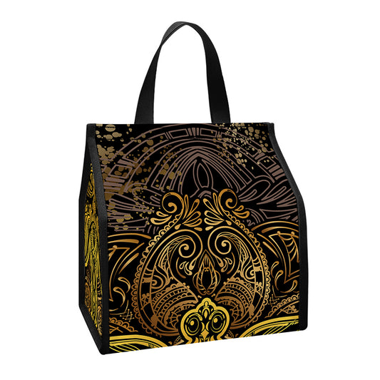 Gold Boho Dragonfly Print Insulated Lunch Tote