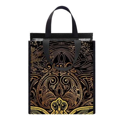 Gold Boho Dragonfly Print Insulated Lunch Tote