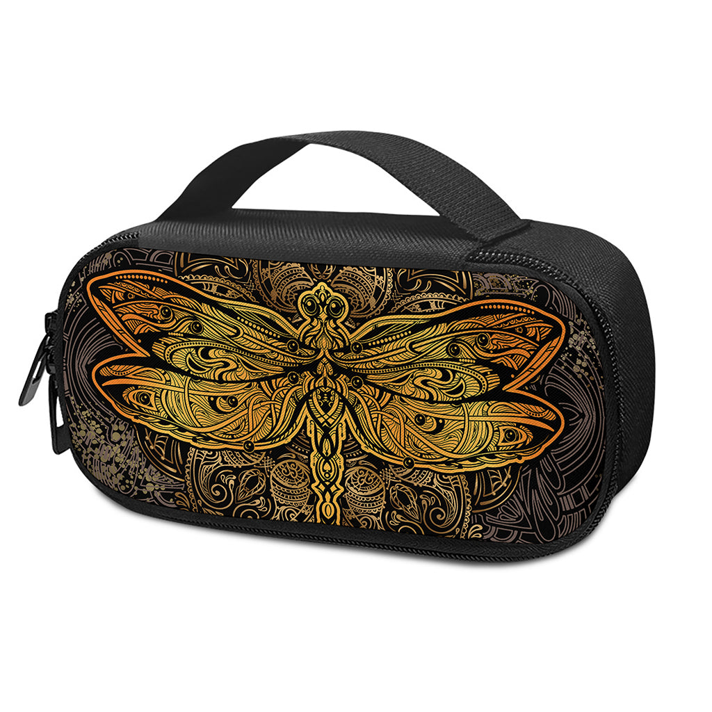 Gold Boho Dragonfly Print Insulin Cooler Travel Case