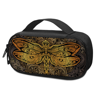 Gold Boho Dragonfly Print Insulin Cooler Travel Case