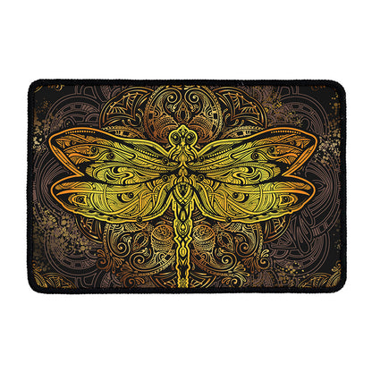 Gold Boho Dragonfly Print Kitchen Mat