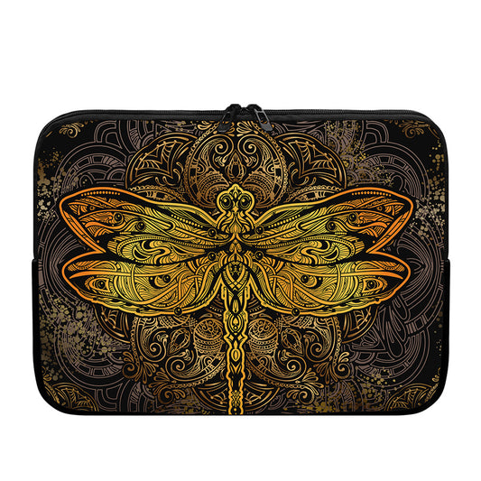 Gold Boho Dragonfly Print Laptop Sleeve