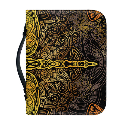 Gold Boho Dragonfly Print Leather Bible Cover