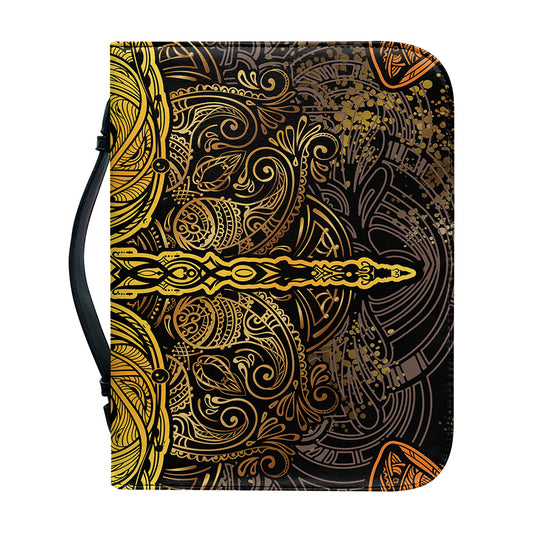 Gold Boho Dragonfly Print Leather Bible Cover