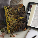 Gold Boho Dragonfly Print Leather Bible Cover