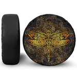 Gold Boho Dragonfly Print Leather Spare Tire Cover