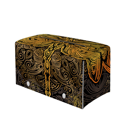 Gold Boho Dragonfly Print Leather Tissue Box Cover