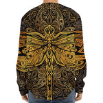 Gold Boho Dragonfly Print Long Sleeve Baseball Jersey